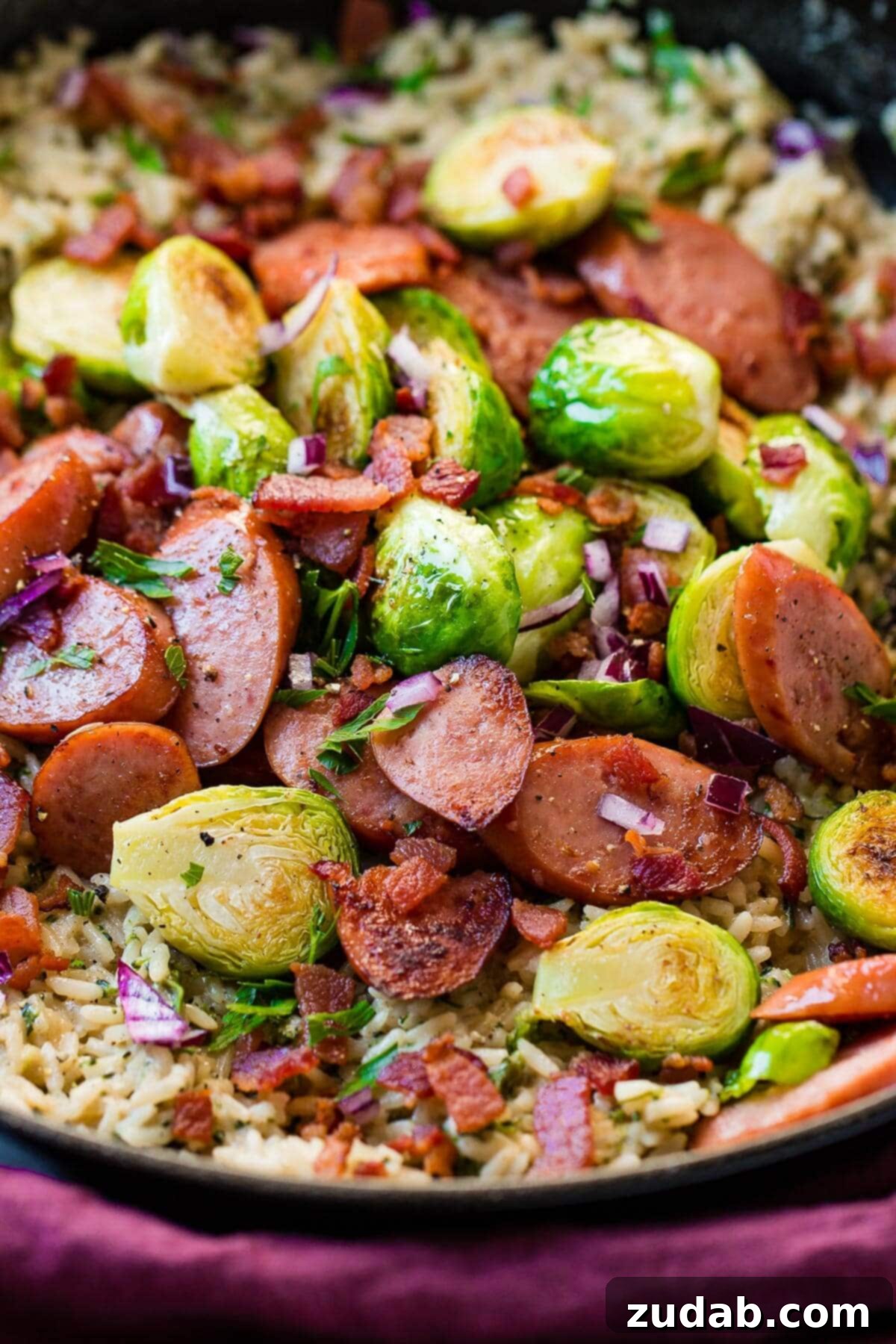 One Pan Cheesy Kielbasa Broccoli Rice 2 One Skillet Cheddar Broccoli Rice with Kielbasa recipe that's easy and delicious.