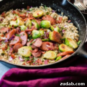 One skillet cheddar broccoli rice with kielbasa is ready in less than 30 minutes!