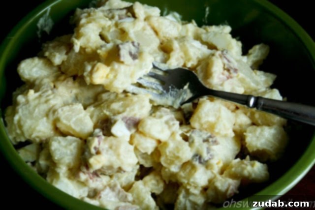 Smoky Creamy Bacon Potato Sensation 2 Creamy Bacon Potato Salad, a classic comfort food side dish perfect for gatherings.