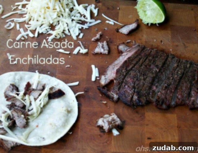 Smoky Carne Asada Enchiladas 2 Juicy Carne Asada Enchiladas with vibrant Verde sauce