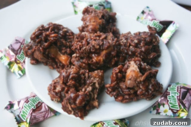Cosmic Crisps 6 Milky Way Krispies on a plate, ready to be served
