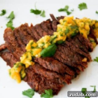 Grilled Flank Steak with Sun-Kissed Mango Chimichurri 5 Grilled Flank Steak with Mango ChimiChurri