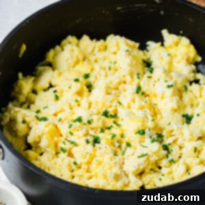 Achieving Scrambled Egg Perfection 2 A bowl of fluffy scrambled eggs ready to be served.