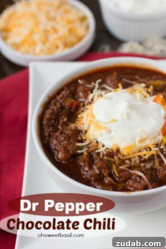 Best Dr Pepper Chocolate Chili Recipe - Secret Ingredients for Deep Flavor This #chili is my husband's favorite, but there are two secret ingredients that really make it delicious! Dr. Pepper and Chocolate Chili ohsweetbasil.com