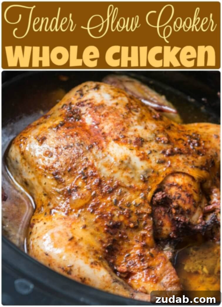 Fall-Off-The-Bone Slow Cooker Whole Chicken 3 Pinterest - Slow Cooker Whole Chicken