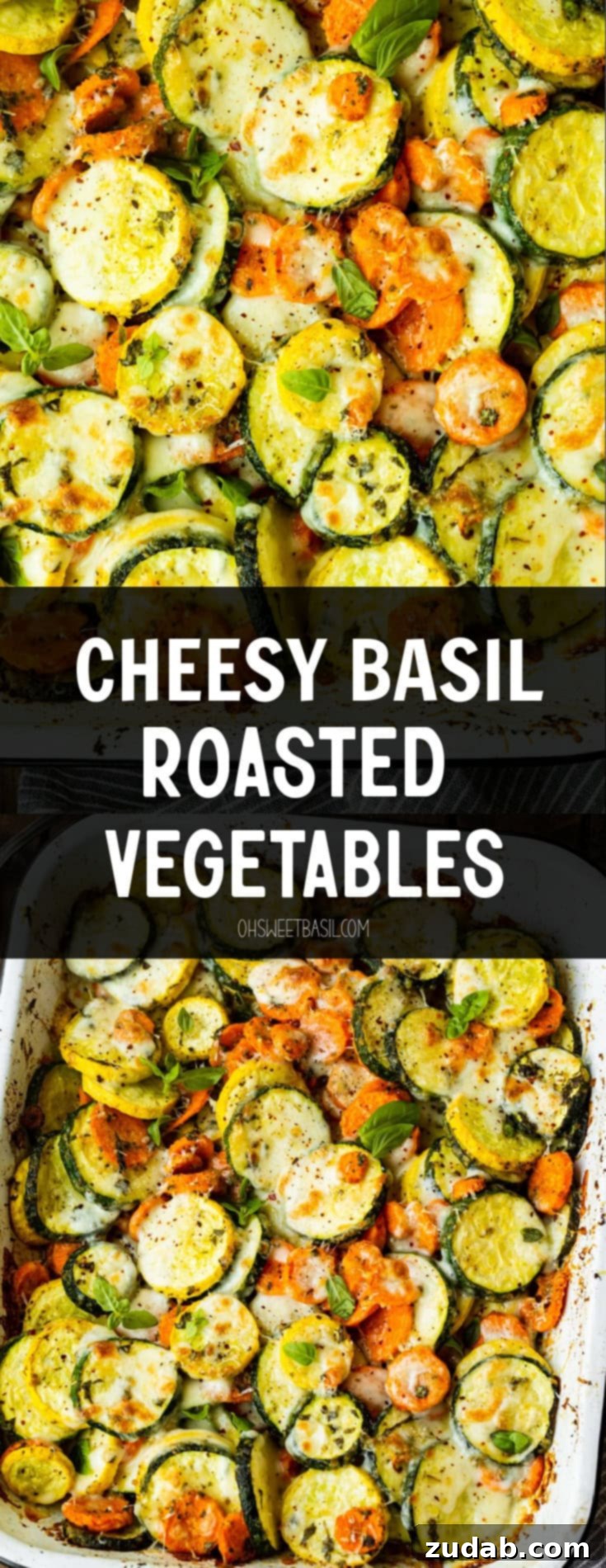 Savory Parmesan Basil Roasted Veggies 9 a photo of roasted sliced produce roasted and topped with melted cheese