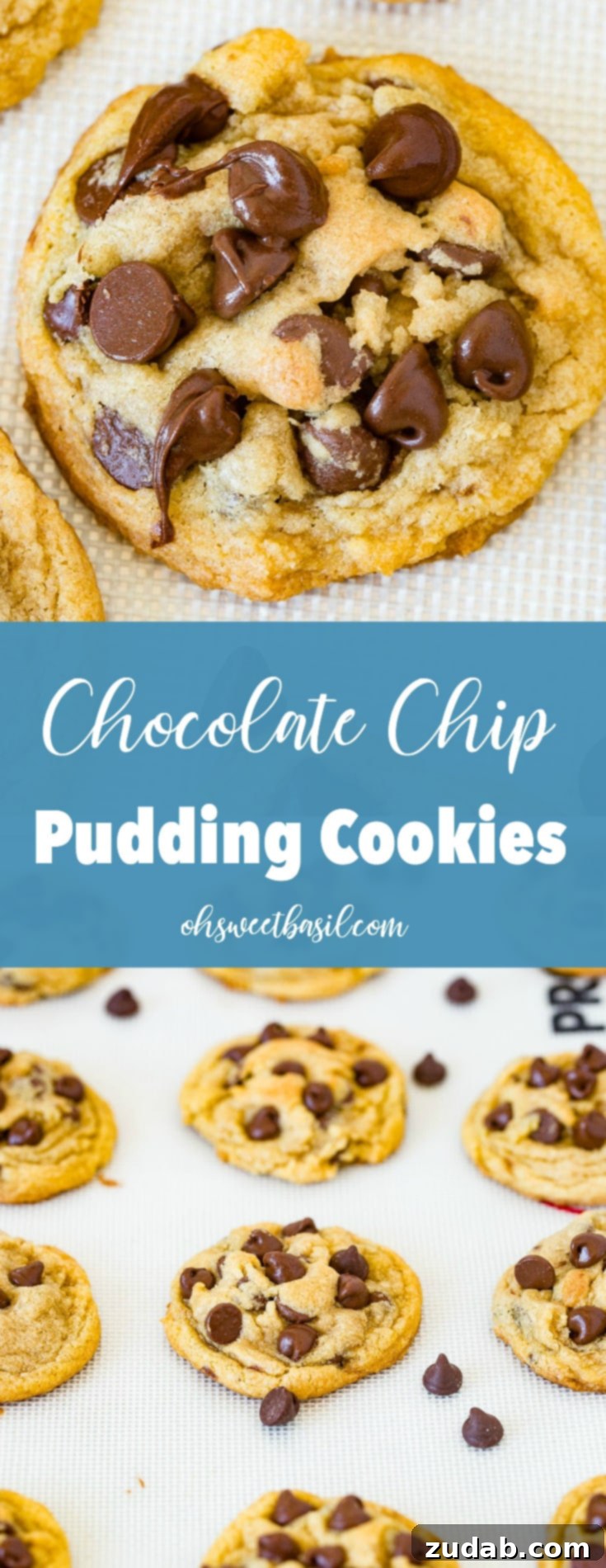Velvet Chocolate Chip Cookies 4 A beautifully arranged photo of chocolate chip pudding cookies, showcasing their perfect texture and generous chocolate chip distribution.