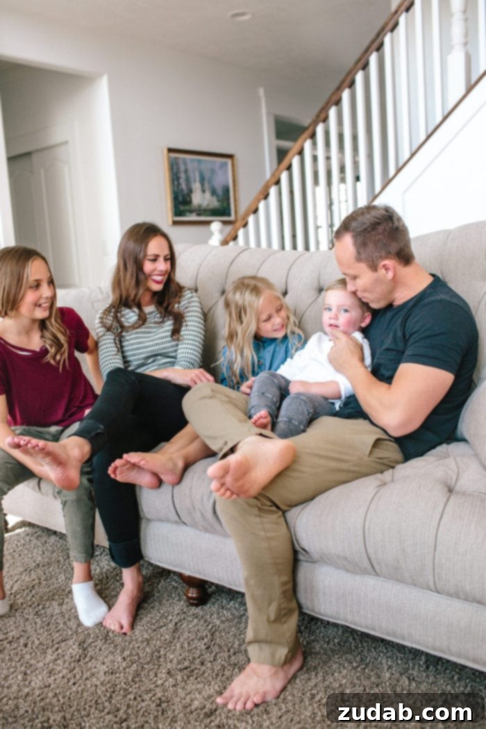 Your 6-Step Blueprint for an Organized Home 3 A family enjoying a clean, organized kitchen, highlighting the benefits of a tidy home
