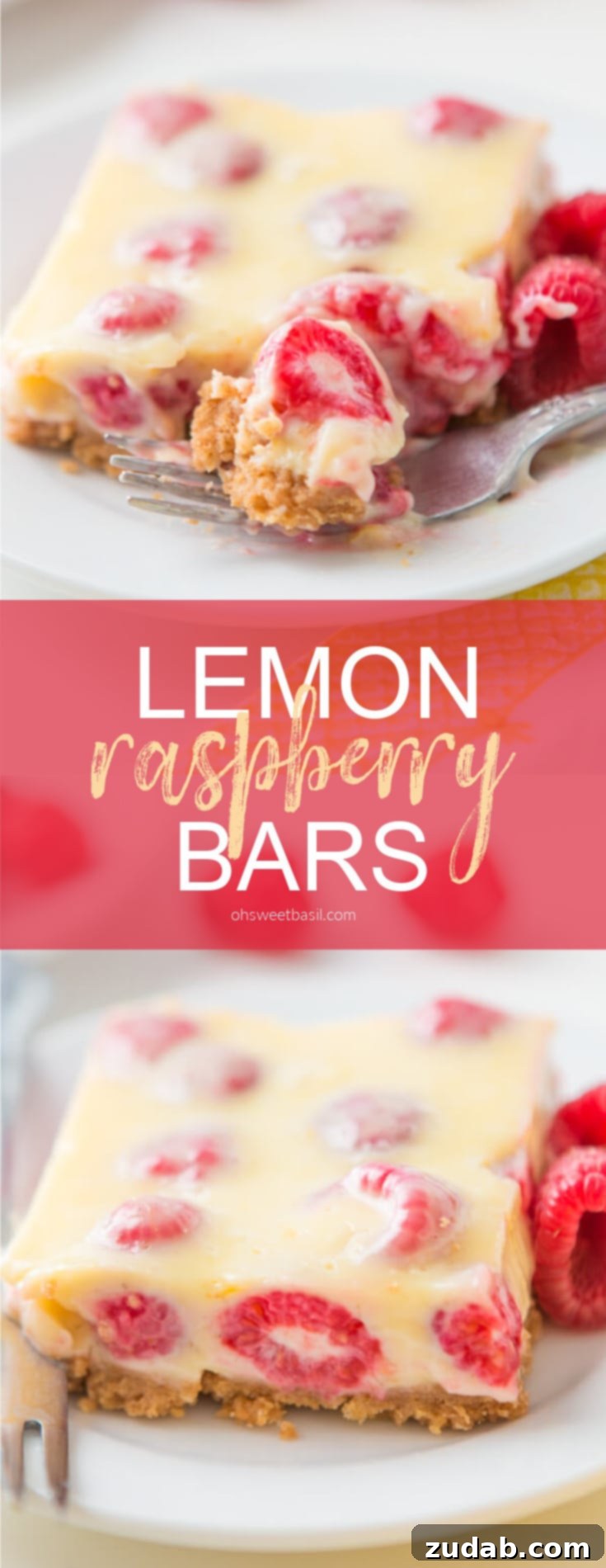 Tangy Lemon Raspberry Bars 3 Lemon Raspberry Bars with a buttery graham cracker crust