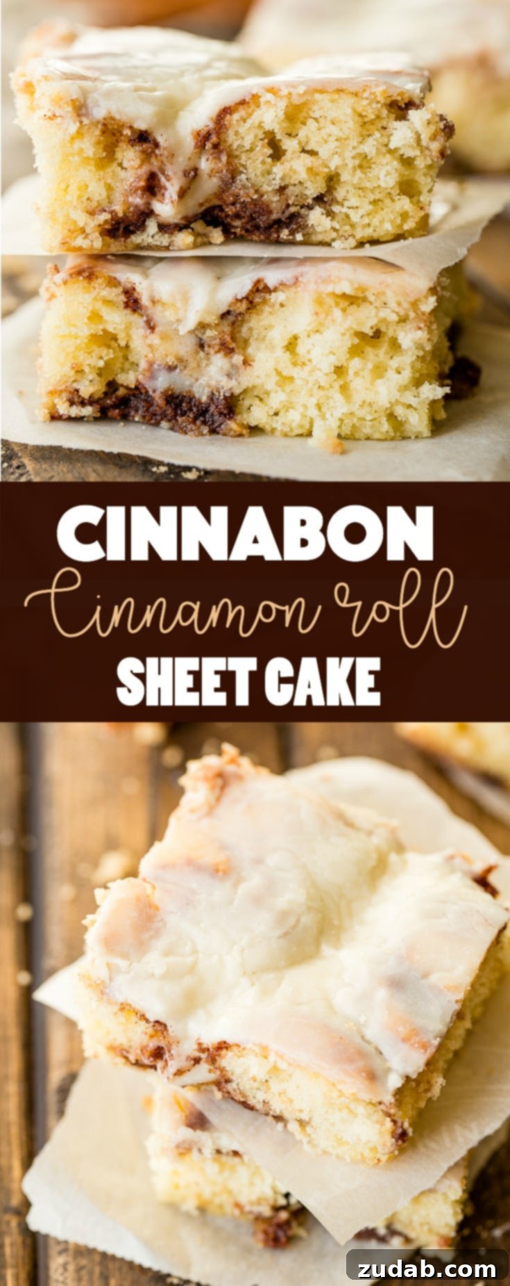 Cinnabon-Style Cinnamon Roll Sheet Cake 7 A beautifully decorated Cinnabon Cinnamon Roll Sheet Cake with a rich frosting, garnished for a special occasion.