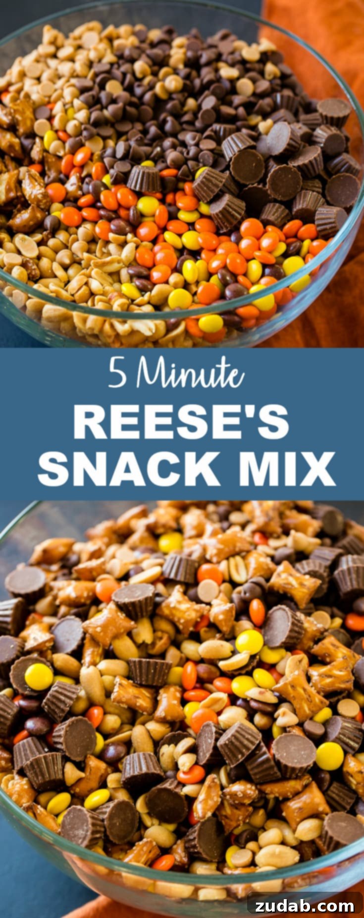 Effortless 5-Minute Reese's Treat Mix 10 Need a last minute snack recipe for a holiday party? Us too, so we are taking this easy 5 Minute Reese's Snack Mix with pretzels!