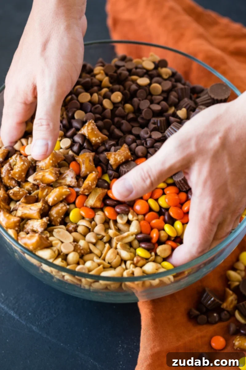 Effortless 5-Minute Reese's Treat Mix 6 Need a last minute snack recipe for a holiday party? Us too, so we are taking this easy 5 Minute Reese's Snack Mix with pretzels!