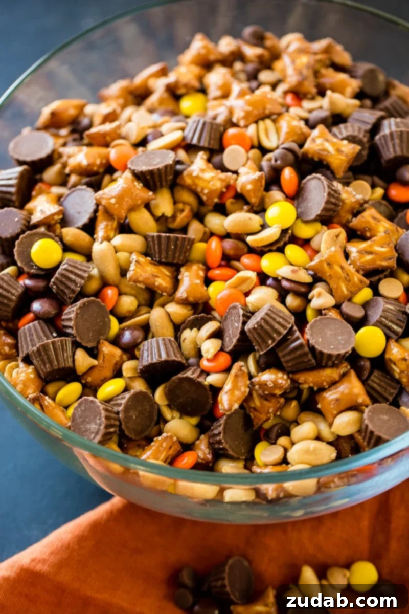 Effortless 5-Minute Reese's Treat Mix 7 Need a last minute snack recipe for a holiday party? Us too, so we are taking this easy 5 Minute Reese's Snack Mix with pretzels!