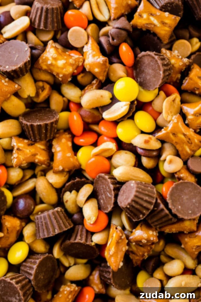 Effortless 5-Minute Reese's Treat Mix 9 Need a last minute snack recipe for a holiday party? Us too, so we are taking this easy 5 Minute Reese's Snack Mix with pretzels!