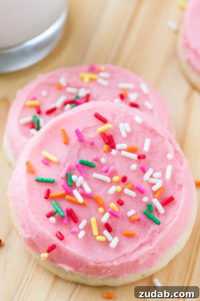 Make Lofthouse sugar cookies at home! These sugar cookies have a delicious buttery vanilla flavor, delicate crumb, and melt in your mouth. Then they're topped with creamy frosting & tons of sprinkles.