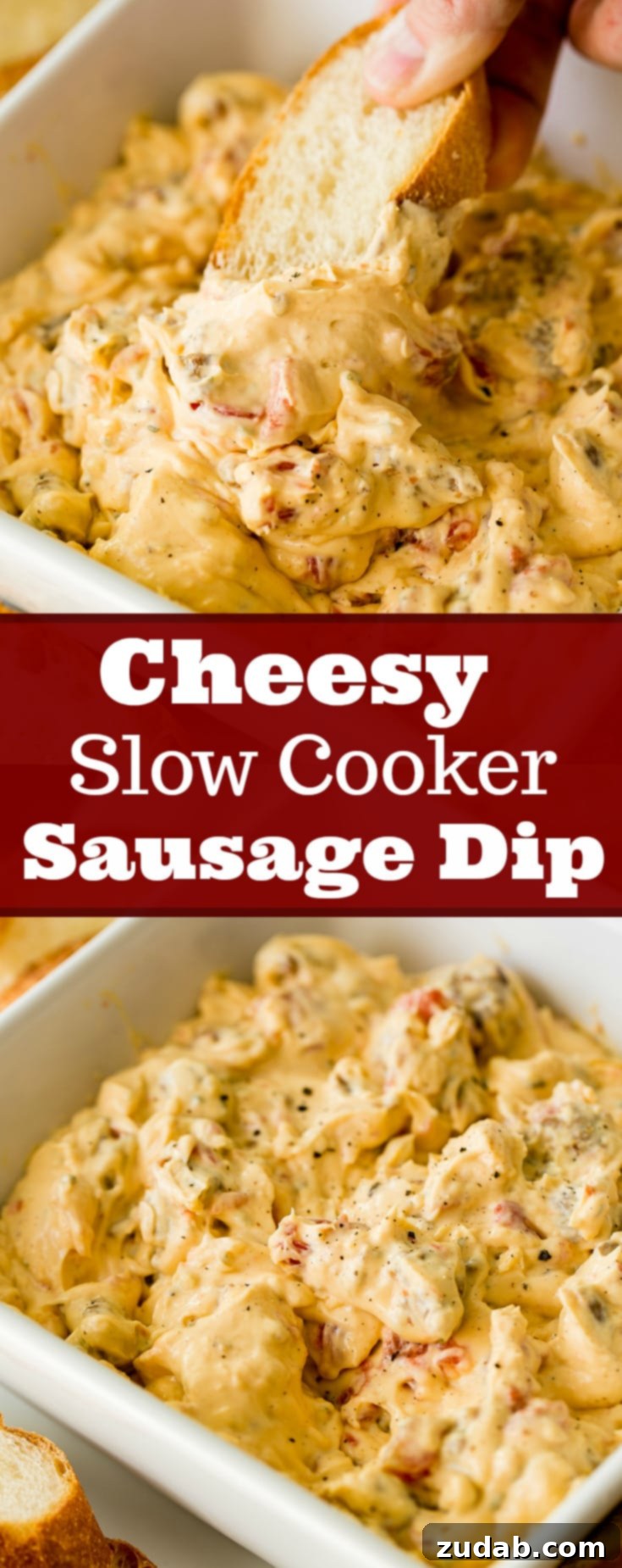 Creamy Cheesy Crockpot Sausage Dip 9 A small list of ingredients, one slow cooker and you've got yourself a cheesy slow cooker sausage dip! We use Marzetti Ranch dip to add more flavor!