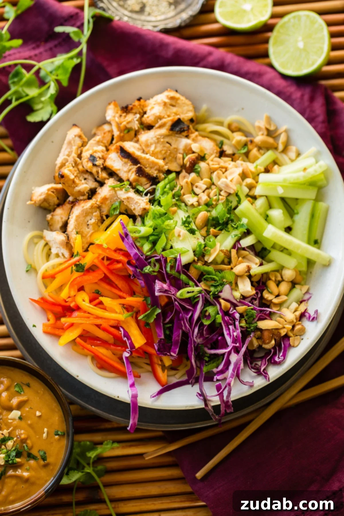 Thai Peanut Chicken Noodles 3 Crafting the best homemade Thai Peanut Sauce for delectable chicken and noodles.