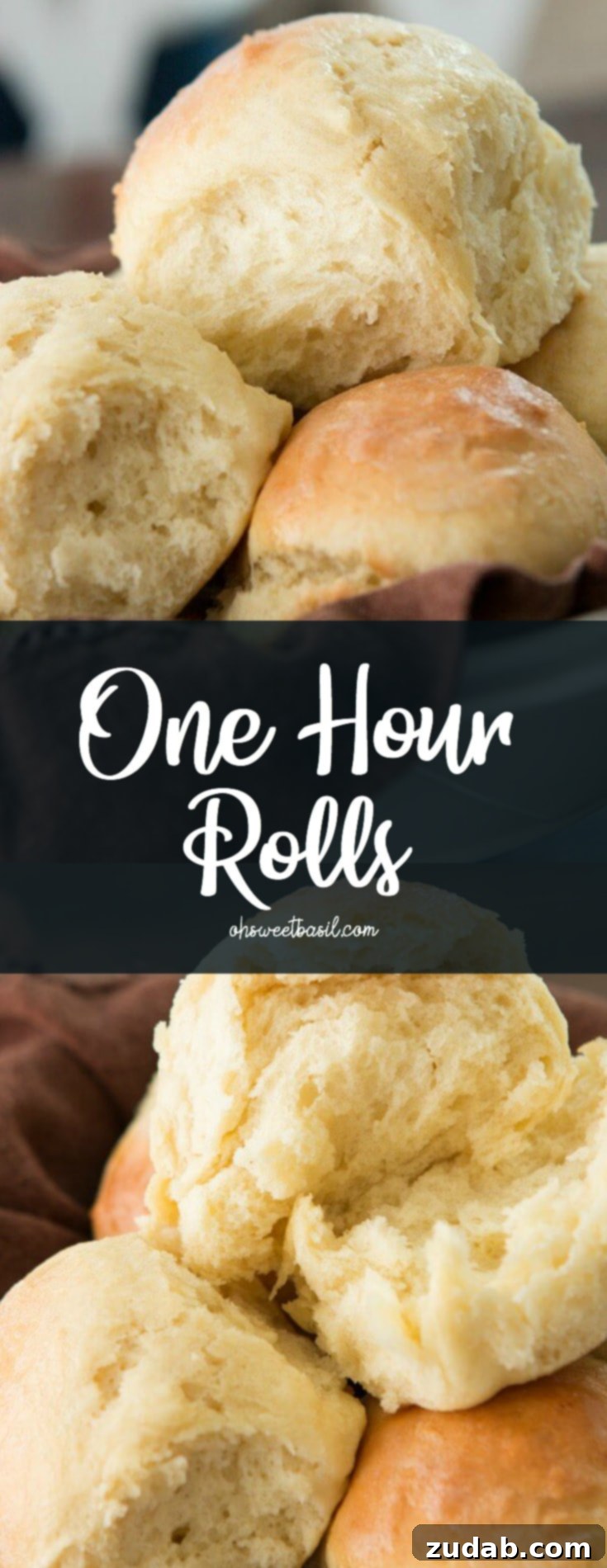 Easy One-Hour Rolls 3 A beautiful stack of soft and fluffy homemade one hour rolls, ready for any meal.