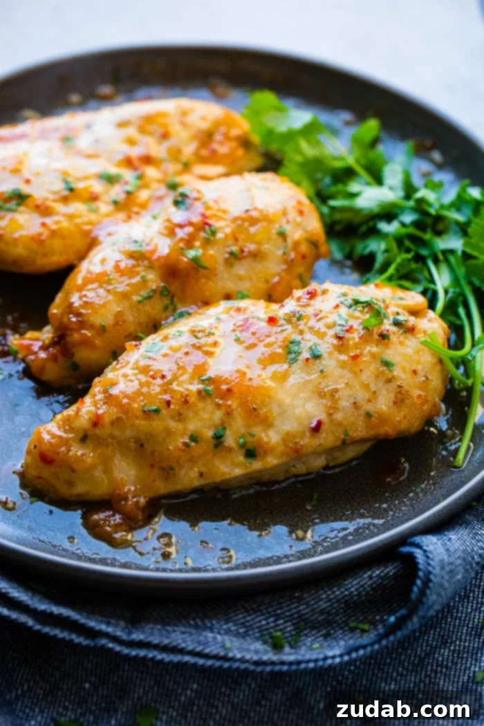 Zesty Italian Chicken 4 Tender chicken coated in tangy Italian dressing for a flavorful and easy dinner.