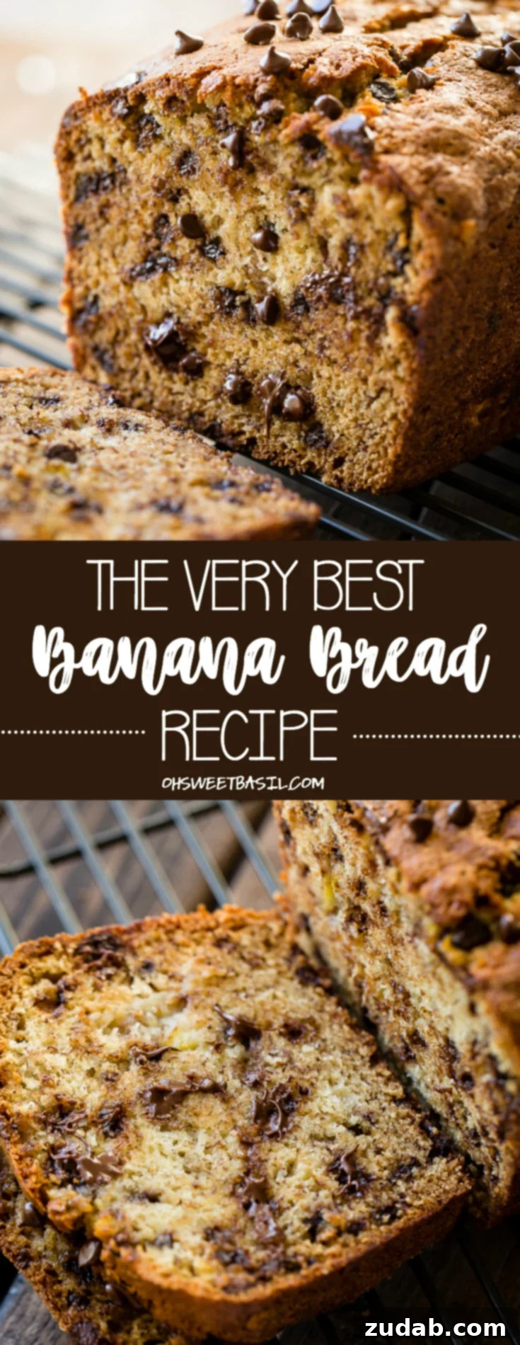 Ultimate Banana Bread Recipe 8 Moist chocolate chip banana bread sliced on a cooling rack, showcasing its perfect texture and appealing appearance.