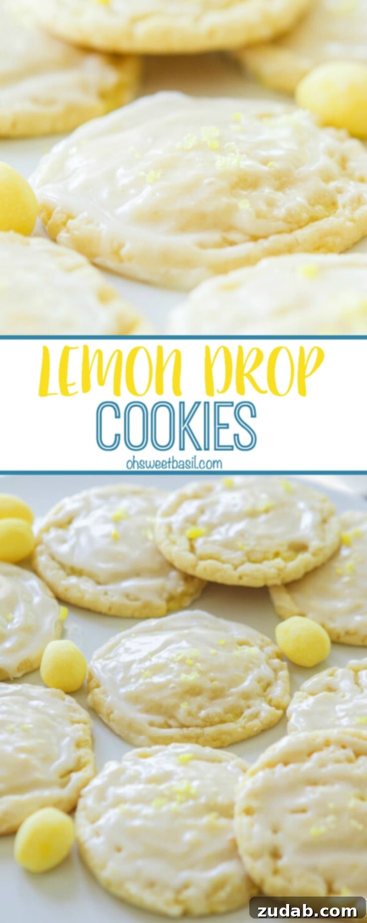 Zesty Lemon Drop Cookies 3 A plate of soft and chewy lemon drop cookies with a light glaze, perfect for sharing.