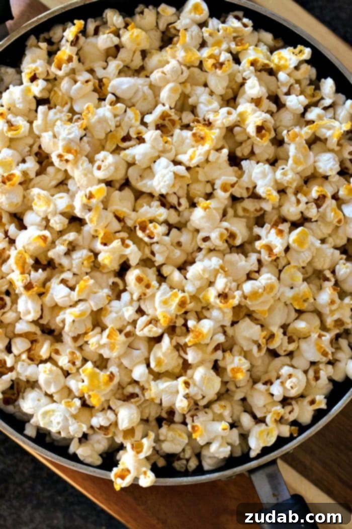 Tangy Salt and Vinegar Popcorn 7 A big bowl of freshly popped Salt & Vinegar Popcorn, showing a generous serving of this healthy and delicious snack.