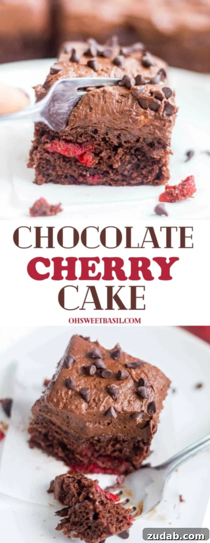 Dark Chocolate Cherry Indulgence 7 A moist Chocolate Cherry Cake with a chocolate fudgy frosting on top