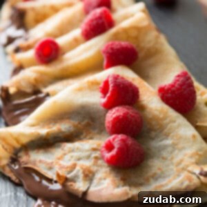 Delicious crepes with Nutella spread