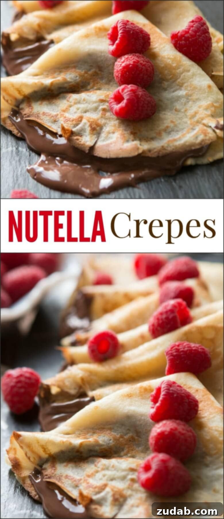 Nutella Crepes garnished with various fresh fruits for a colorful presentation