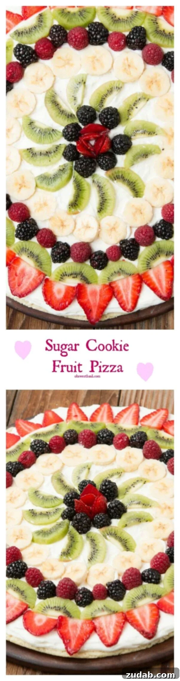 Quick Fruit Pizza Perfection 2 Everyone's Favorite Sugar Cookie Crust Fruit Pizza ohsweetbasil.com