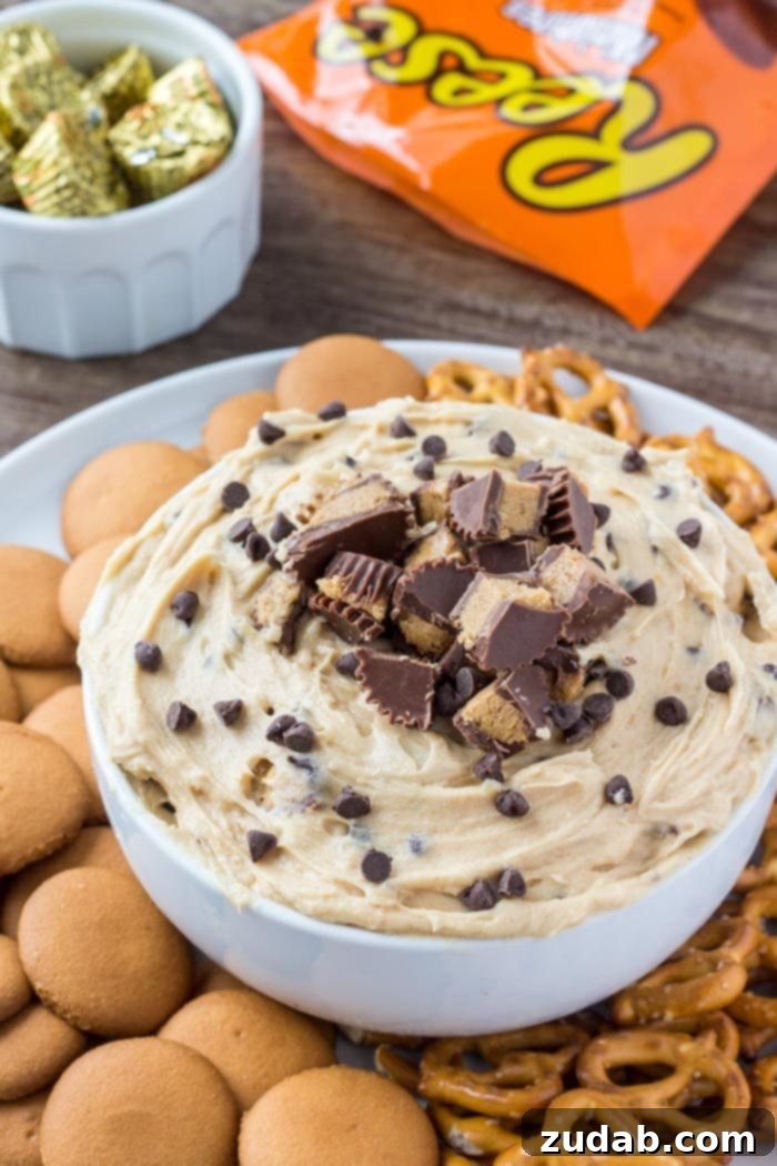 Effortless Peanut Butter Cheesecake Indulgence Dip 2 Creamy, smooth, completely addictive peanut butter cheesecake dip is the perfect treat for get togethers, movie nights, potlucks, or whenever you're looking for a seriously delicious peanut butter treat!