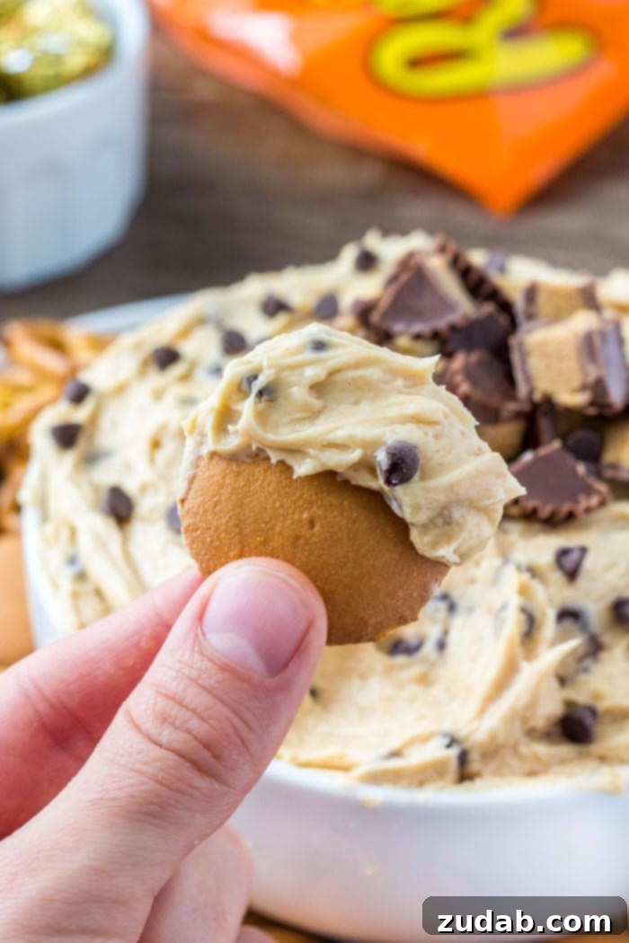 Effortless Peanut Butter Cheesecake Indulgence Dip 5 Creamy, smooth, completely addictive peanut butter cheesecake dip is the perfect treat for get togethers, movie nights, potlucks, or whenever you're looking for a seriously delicious peanut butter treat!