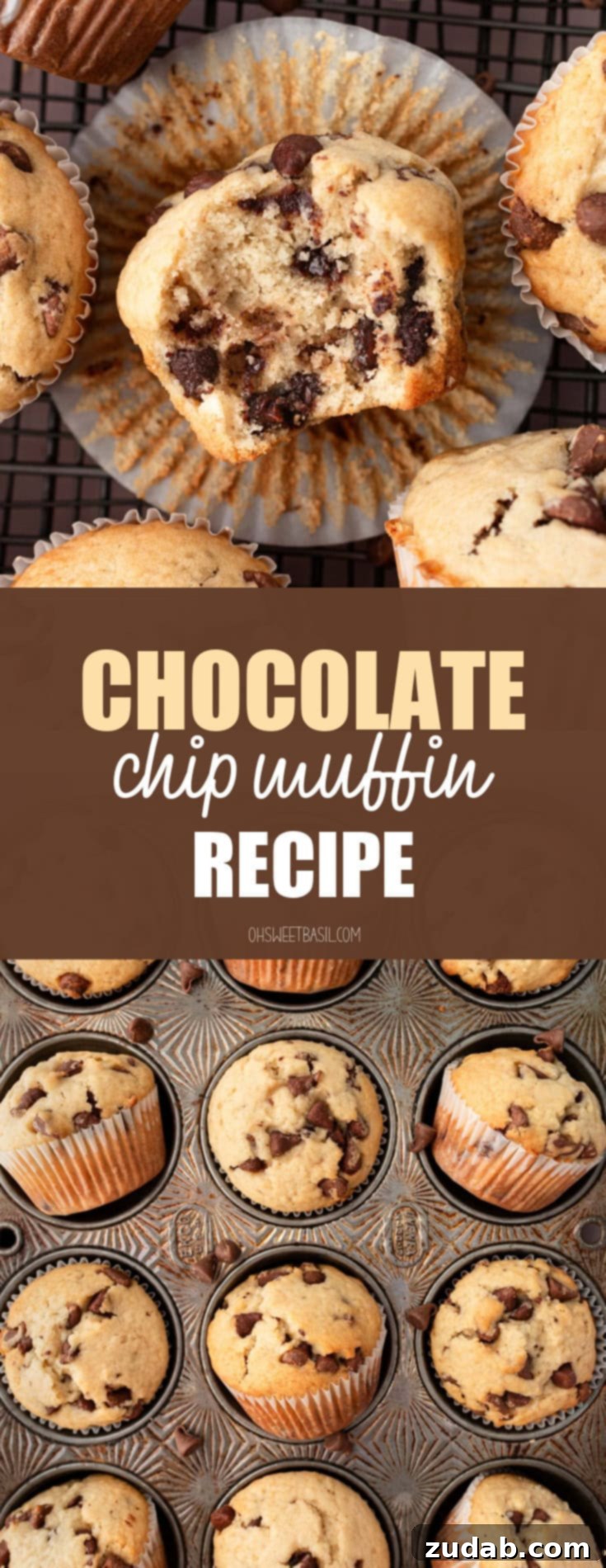 Bakery-Style Chocolate Chip Muffins 13 A beautifully presented chocolate chip cookie muffin, with a bite taken out, surrounded by other whole muffins, highlighting its delicious texture.