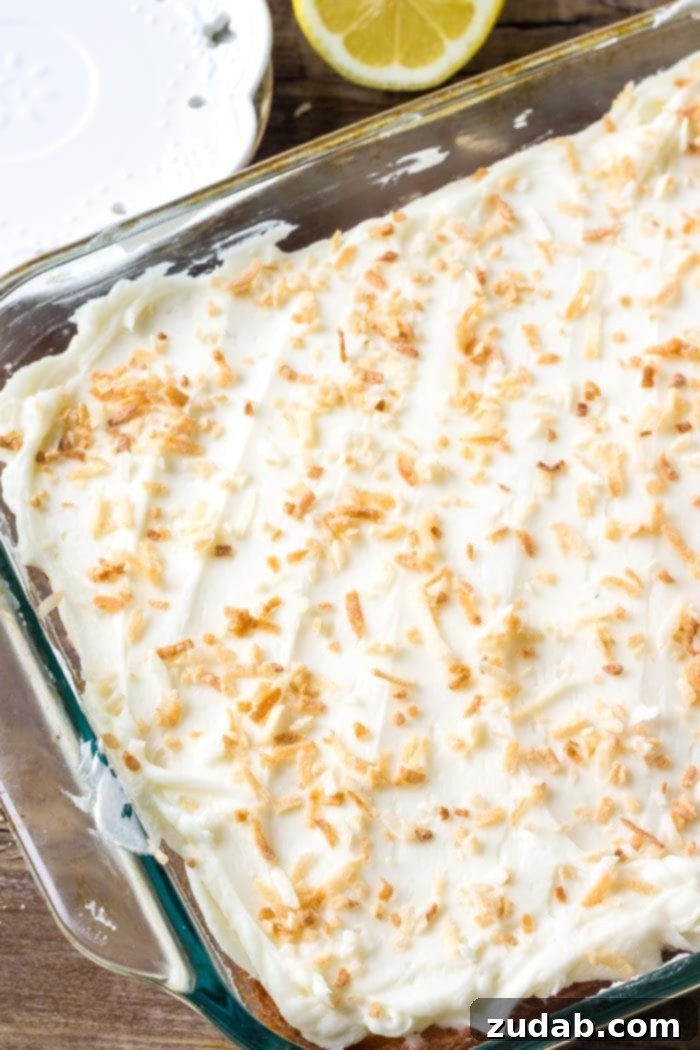 Cloud Nine Lemon Coconut Cake 3 Moist lemon sheet cake frosted with coconut buttercream