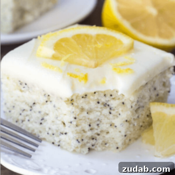 Homemade Lemon Bar Bliss 4 This Lemon Poppy Seed Cake with Cream Cheese Frosting is soft, moist & deliciously buttery with a fresh lemon flavor. Dotted with poppy seeds & topped with cream cheese frosting - it's the perfect dessert for lemon lovers! ohsweetbasil.com