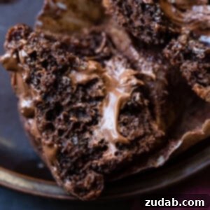 Molten Nutella Double Chocolate Banana Muffins 7 Nutella Stuffed Double Chocolate Banana Muffins