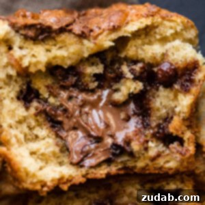 Peanut Butter Banana Muffins with a Gooey Nutella Center 11 img 44358 10