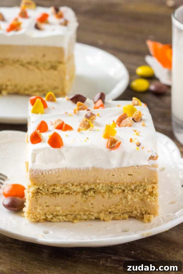 No-Bake Peanut Butter Dream 3 A refreshing no-bake peanut butter icebox cake, an ideal cold and creamy dessert for summer gatherings and parties.