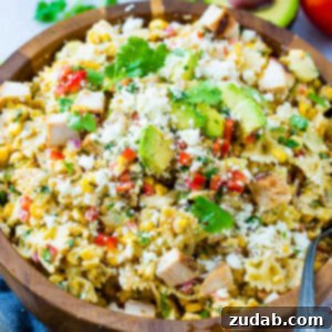 Elote Mexican Grilled Corn Pasta Salad with Chicken