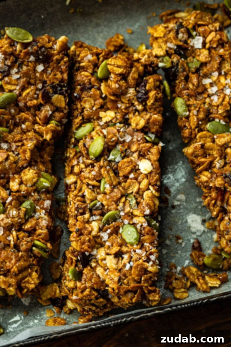 Easy Delicious Cereal Bar Recipe 7 Close-up of chewy oat cereal bars topped with a sprinkle of flaky sea salt, emphasizing their delicious texture and gourmet touch.