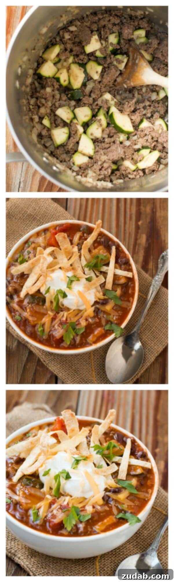 Colorful and inviting Enchilada Soup A close-up of a bowl of Enchilada Soup, showcasing the rich, colorful ingredients and creamy texture, ready to be topped.