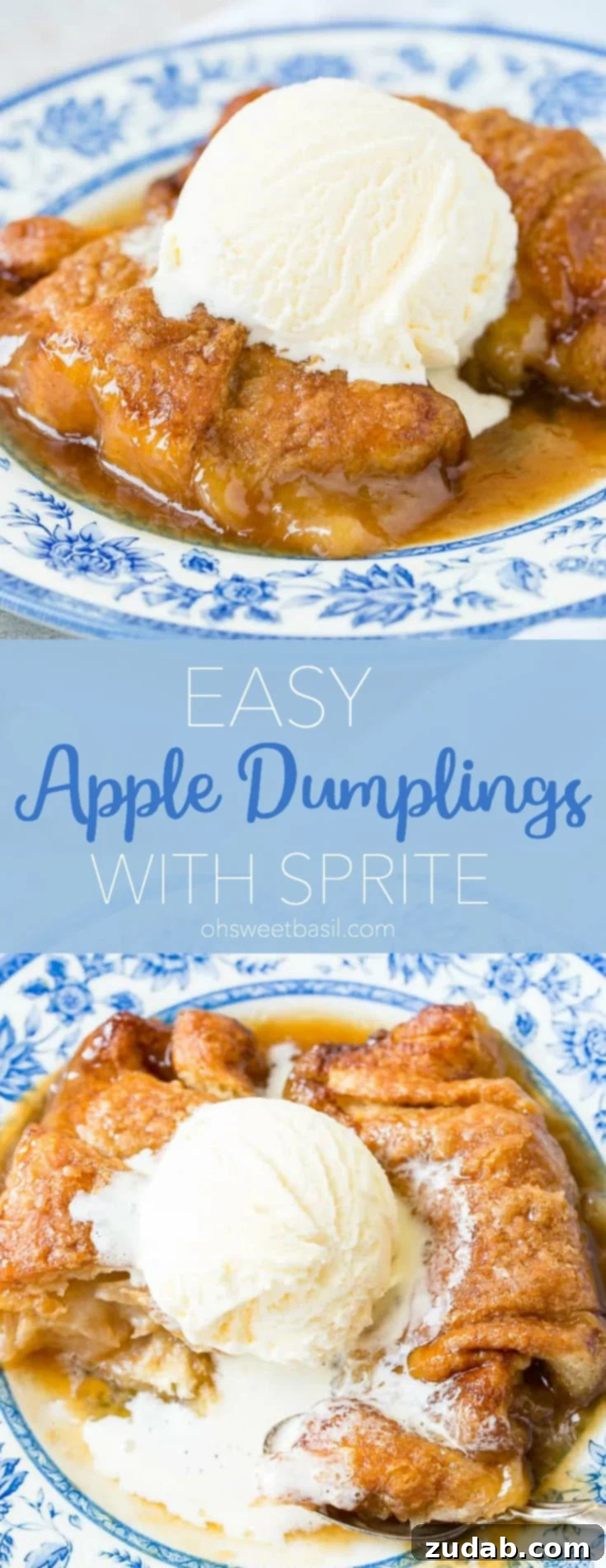 Sparkling Sprite Apple Dumplings 11 A large platter filled with beautifully arranged apple dumplings, drizzled with caramel sauce and ready for serving.