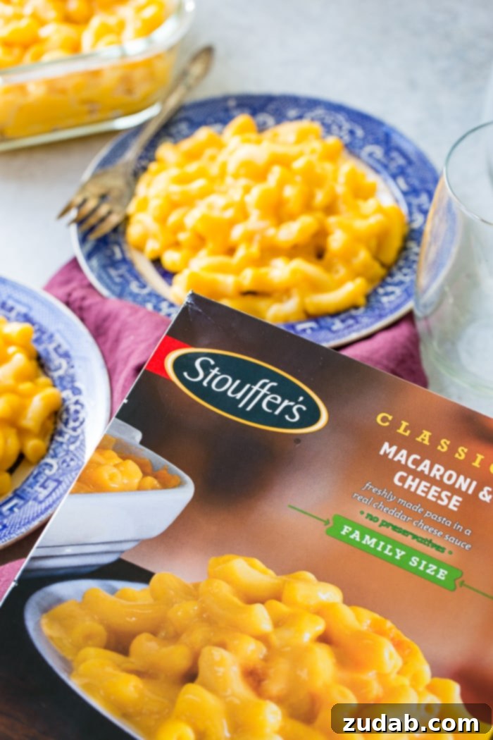 Effortless Garlic Roasted Vegetables 5 A delectable close-up of a golden-baked bowl of Stouffer's macaroni and cheese, inviting you to enjoy its creamy texture and rich flavor.