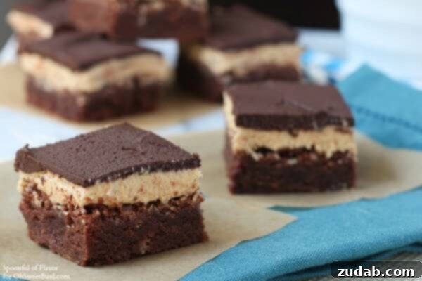 Black Tie Brownie Treats 9 Chocolate Peanut Butter Triple Layer Brownies - irresistible and full of chocolate peanut butter flavor!