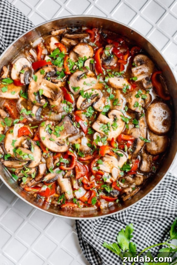 Delicious Italian Sauteed Mushrooms 3 A vibrant close-up of prepared Italian Sauteed Mushrooms, ready to serve as an easy and quick side dish recipe.