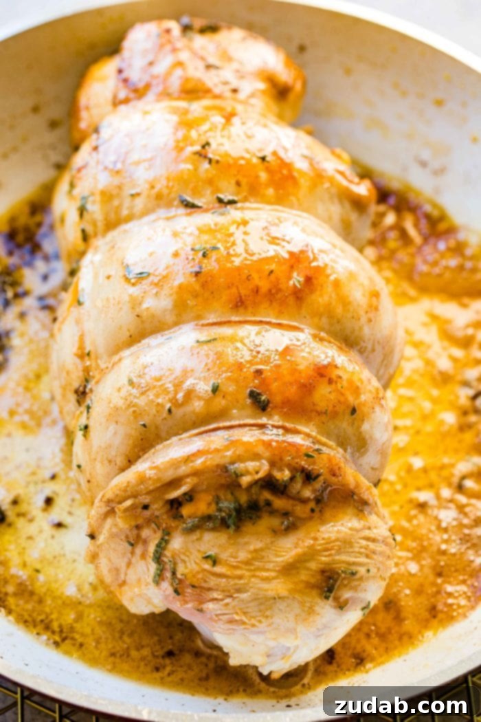 Award-Winning Instant Pot Turkey: The Ultimate Recipe 5 A cooked turkey breast, still bound with twine, resting inside an Instant Pot, surrounded by the savory juices and drippings accumulated during the cooking process.