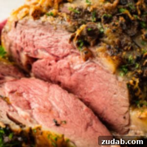 garlic prime rib on a platter