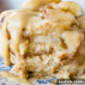 Warm Apple Pie Bread Pudding Drizzled with Vanilla Sauce 9 Apple Pie Bread Pudding with Vanilla Sauce