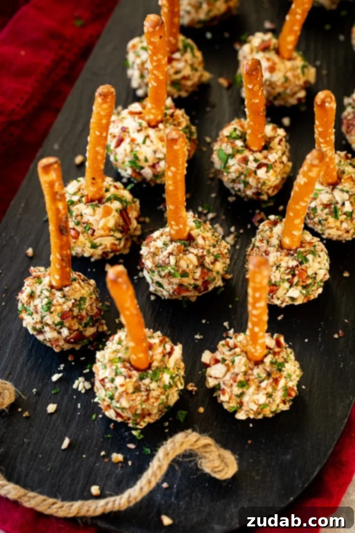 Mini Cheese Ball Pretzel Bites mini cheese ball bites with pretzel sticks