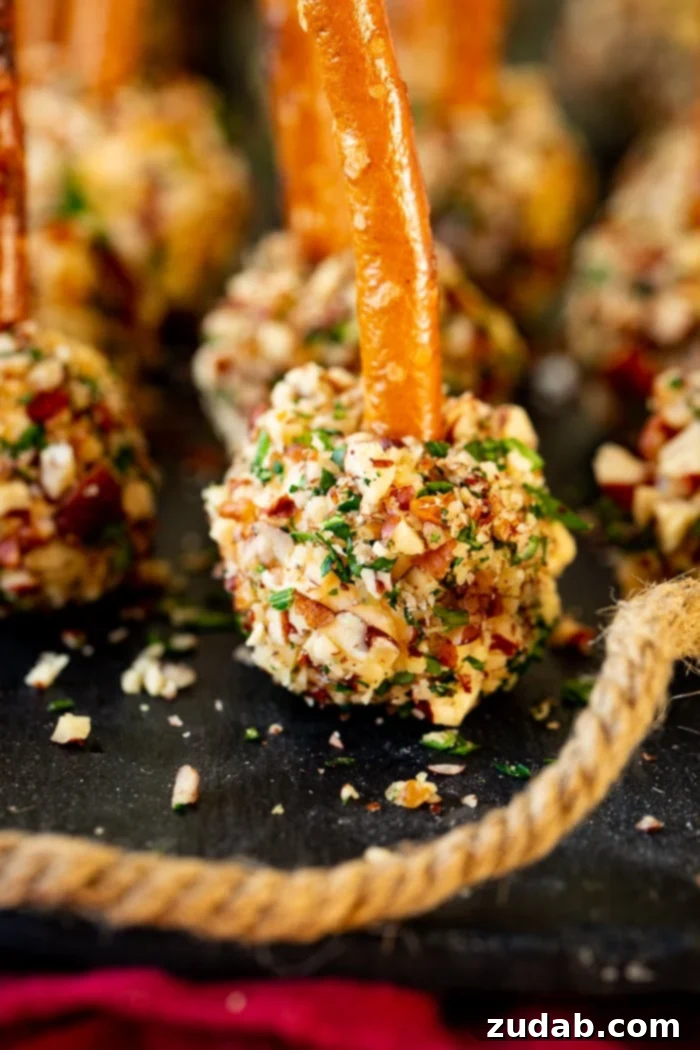 Mini Cheese Ball Pretzel Bites mini cheese ball bites with pretzel sticks
